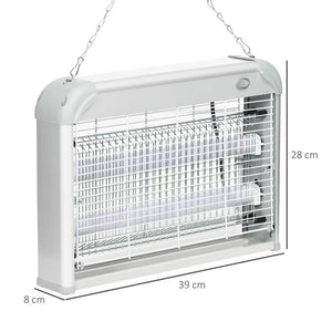 ZAPPER PER INSETTI E ZANZARE DA 20W A LUCI LED UV CON VASSOIO RIMOVIBILE IN ABS E METALLO 39X8X28 CM
