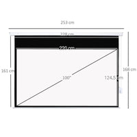 TELO PROIETTORE 100 POLLICI CON TELECOMANDO IN PVC E METALLO 247X7.5X168 CM BIANCO