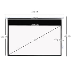 TELO PROIETTORE 100 POLLICI CON TELECOMANDO IN PVC E METALLO 247X7.5X168 CM BIANCO