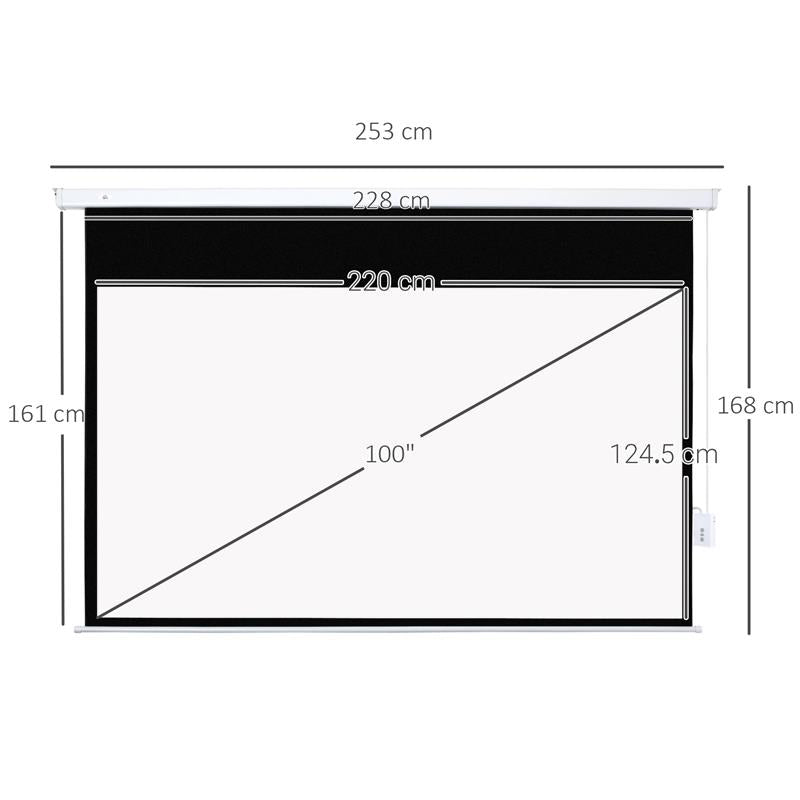 TELO PROIETTORE 100 POLLICI CON TELECOMANDO IN PVC E METALLO 247X7.5X168 CM BIANCO