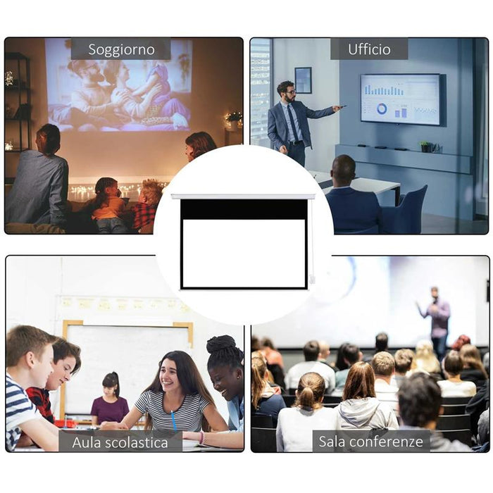 TELO PROIETTORE 100 POLLICI CON TELECOMANDO IN PVC E METALLO 247X7.5X168 CM BIANCO