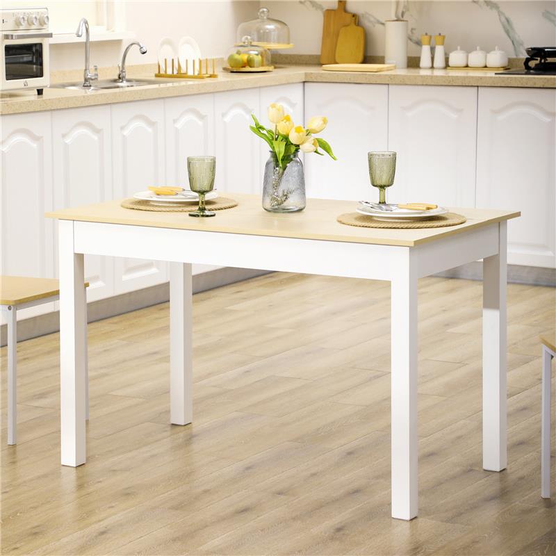 TAVOLO DA PRANZO 4-6 POSTI DESIGN MODERNO PER CUCINA E SOGGIORNO 119X70X75 CM BIANCO E LEGNO