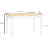 TAVOLO DA PRANZO 4-6 POSTI DESIGN MODERNO PER CUCINA E SOGGIORNO 119X70X75 CM BIANCO E LEGNO