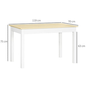 TAVOLO DA PRANZO 4-6 POSTI DESIGN MODERNO PER CUCINA E SOGGIORNO 119X70X75 CM BIANCO E LEGNO