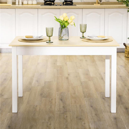 TAVOLO DA PRANZO 4-6 POSTI DESIGN MODERNO PER CUCINA E SOGGIORNO 119X70X75 CM BIANCO E LEGNO