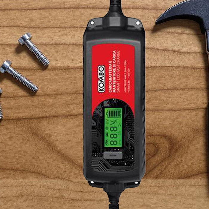 CARICABATTERIA LCD FASTCHARGE 6-12V PER BATTERIE AL PIOMBO DIMENSIONI 180X65X45 MM OKP