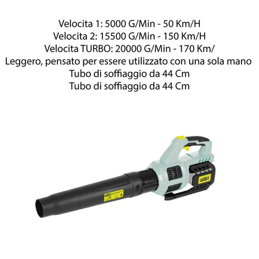 SOFFIATORE A BATTERIA TURBO ASSIALE KOMBO PRO 20V SMONTABILE IN 2 PARTI PER AGEVOLARE IL RIMESSAGGIO OKP