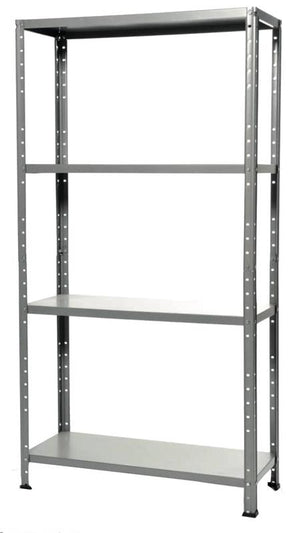 SCAFFALE 4 RIPIANI IN METALLO ZINCATO MONTAGGIO A BULLONI MISURE 75X30X150 MM PORTATA RIPIANO 40KG