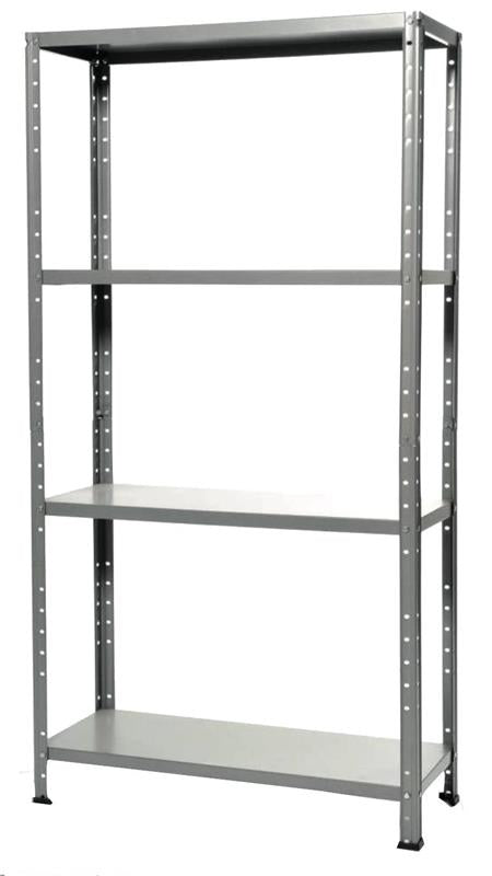 SCAFFALE 4 RIPIANI IN METALLO ZINCATO MONTAGGIO A BULLONI MISURE 75X30X150 MM PORTATA RIPIANO 40KG