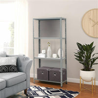 SCAFFALE 4 RIPIANI IN METALLO ZINCATO MONTAGGIO A BULLONI MISURE 75X30X150 MM PORTATA RIPIANO 40KG