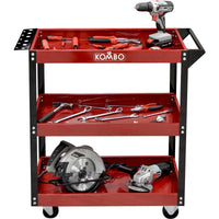 CARRELLETTO PORTAUTENSILI CON 3 RIPIANI 83 X 35 X H76 CM IN COLORE ROSSO