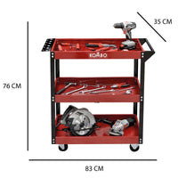 CARRELLETTO PORTAUTENSILI CON 3 RIPIANI 83 X 35 X H76 CM IN COLORE ROSSO