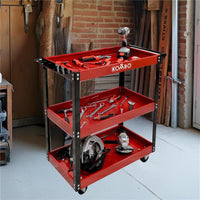 CARRELLETTO PORTAUTENSILI CON 3 RIPIANI 83 X 35 X H76 CM IN COLORE ROSSO