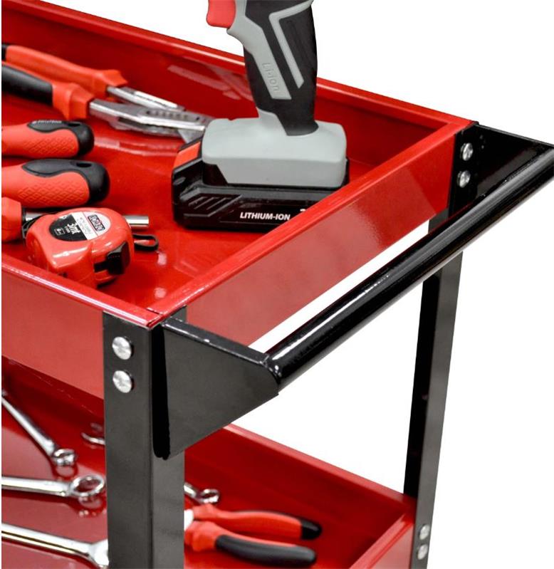 CARRELLETTO PORTAUTENSILI CON 3 RIPIANI 83 X 35 X H76 CM IN COLORE ROSSO