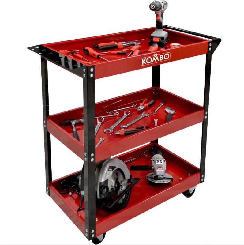 CARRELLETTO PORTAUTENSILI CON 3 RIPIANI 83 X 35 X H76 CM IN COLORE ROSSO
