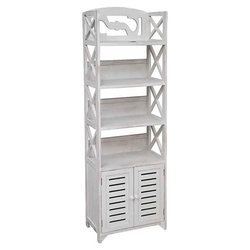 MOBILE IN LEGNO CON ANTE E MENSOLE COLORE BIANCO CON PIANO 47X26X150H CM