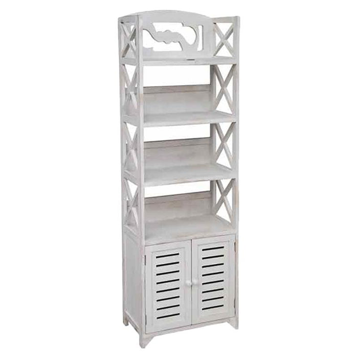 MOBILE IN LEGNO CON ANTE E MENSOLE COLORE BIANCO CON PIANO 47X26X150H CM