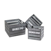 3 CASSETTE IN METALLO FORMA QUADRATA MULTIUSO CON SCRITTE VARIE COLORE GRIGIO CHIARO