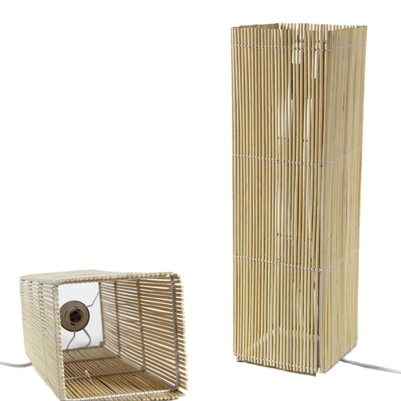 LAMPADA PIANTANA QUADRATA INTRECCIO DI CANNA E PORTA LAMPADA E 27 COLORE NATURALE  21X21X73H CM