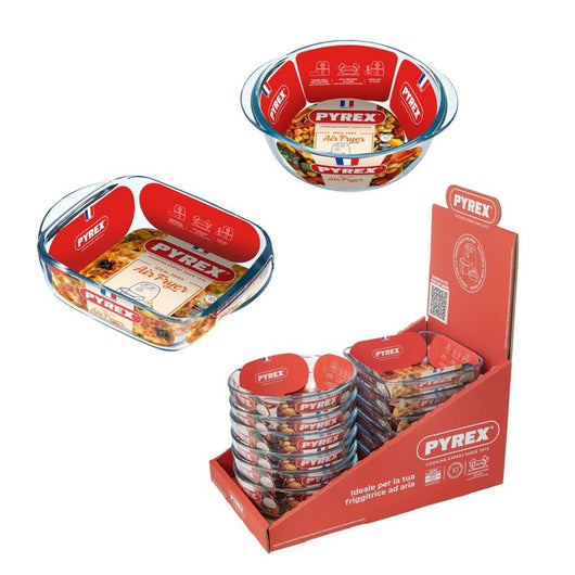 PYREX TEGLIE PER FRIGGITRICI AD ARIA DA 1 LITRO IN VETRO CON MANICI FORMA ASSORTITA