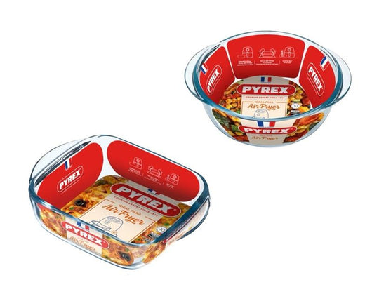 PYREX TEGLIE PER FRIGGITRICI AD ARIA DA 2 LITRI IN VETRO CON MANICI FORMA ASSORTITA