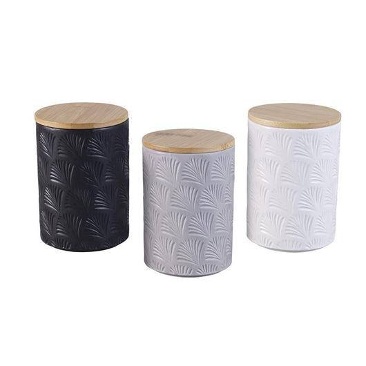 MA MAISON 1 BARATTOLO 10X14H CM CON COPERCHIO IN BAMBOO LAVORATO EFFETTO PALME IN COLORI ASSORTITI