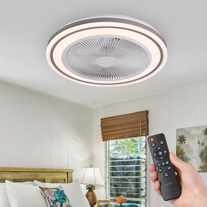 Ventilatore Soffitto LED 80W con Telecomando Timer Luce RGB 3 Velocità Silenzioso