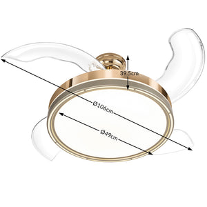 Ventilatore da Soffitto 68W Luce Led 4Pale Richiudibili Dimmerabile Telecomando