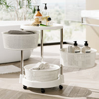 Carrello Cucina Salvaspazio 3 Ripiani Acciaio e PP 4 Ruote Compatto Bianco