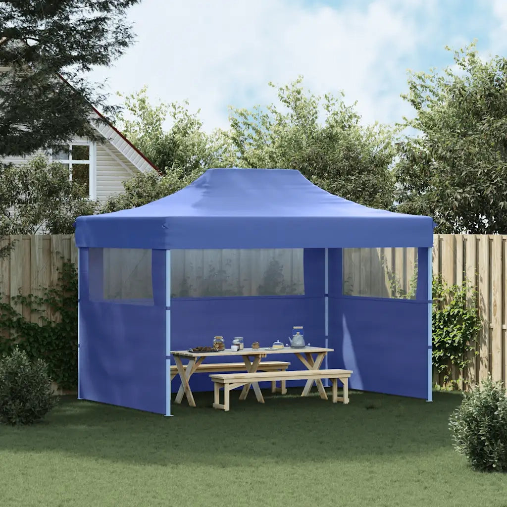 Gazebo Professionale Pieghevole con 3 Pareti 3x4m Acciaio Blu cod mxl 51347