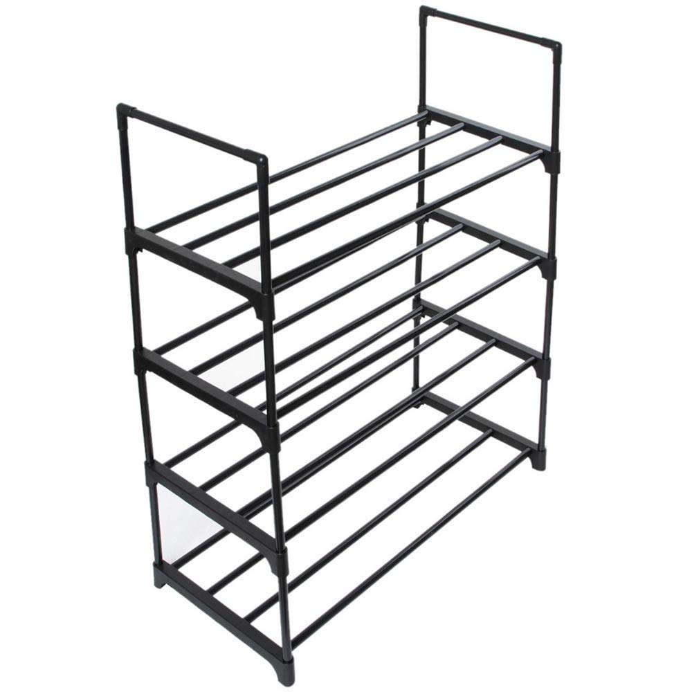 Scarpiera Slim Salvaspazio 4 Ripiani in Acciaio Ingresso Casa 65x30x74cm Nero