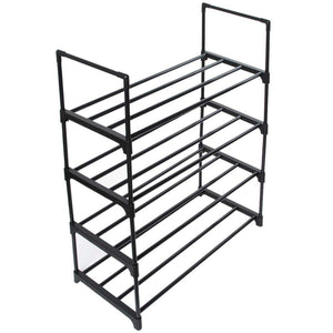 Scarpiera Slim Salvaspazio 4 Ripiani in Acciaio Ingresso Casa 65x30x74cm Nero