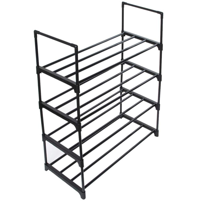 Scarpiera Slim Salvaspazio 4 Ripiani in Acciaio Ingresso Casa 65x30x74cm Nero