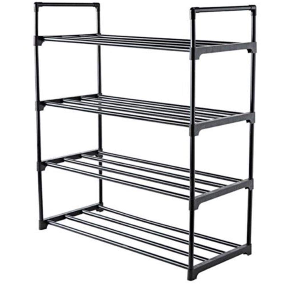 Scarpiera Slim Salvaspazio 4 Ripiani in Acciaio Ingresso Casa 65x30x74cm Nero