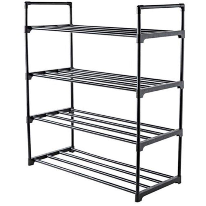 Scarpiera Slim Salvaspazio 4 Ripiani in Acciaio Ingresso Casa 65x30x74cm Nero