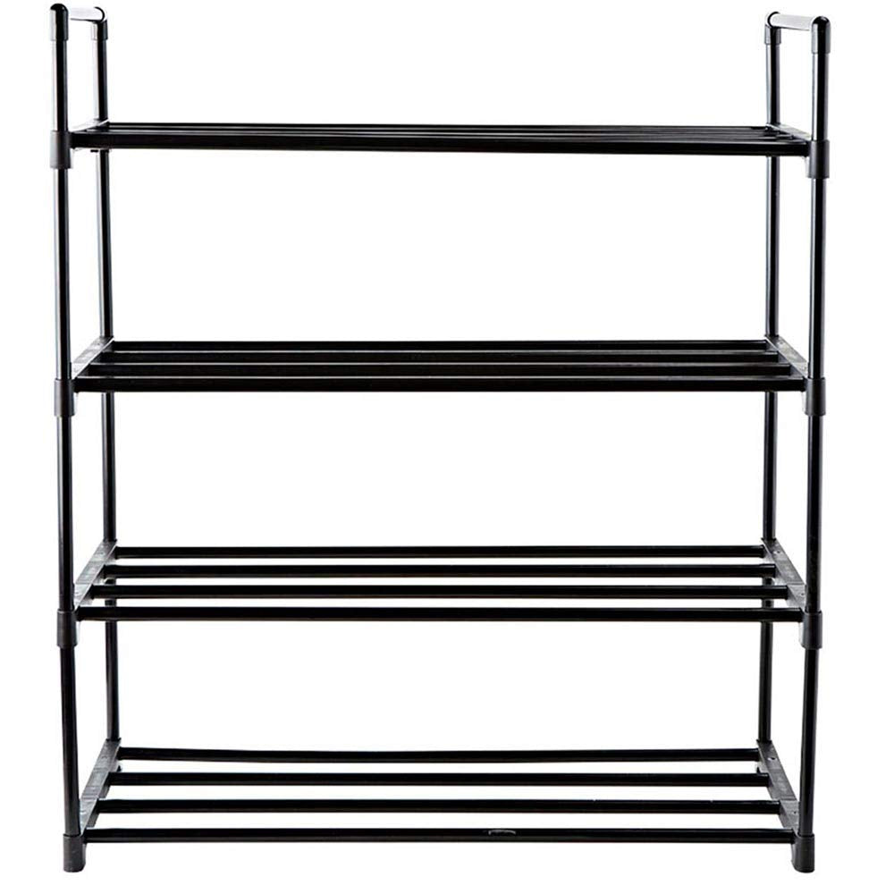 Scarpiera Slim Salvaspazio 4 Ripiani in Acciaio Ingresso Casa 65x30x74cm Nero