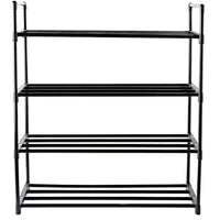 Scarpiera Slim Salvaspazio 4 Ripiani in Acciaio Ingresso Casa 65x30x74cm Nero