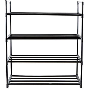 Scarpiera Slim Salvaspazio 4 Ripiani in Acciaio Ingresso Casa 65x30x74cm Nero