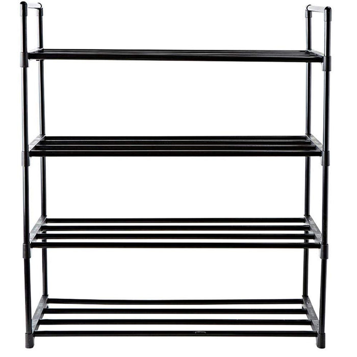 Scarpiera Slim Salvaspazio 4 Ripiani in Acciaio Ingresso Casa 65x30x74cm Nero