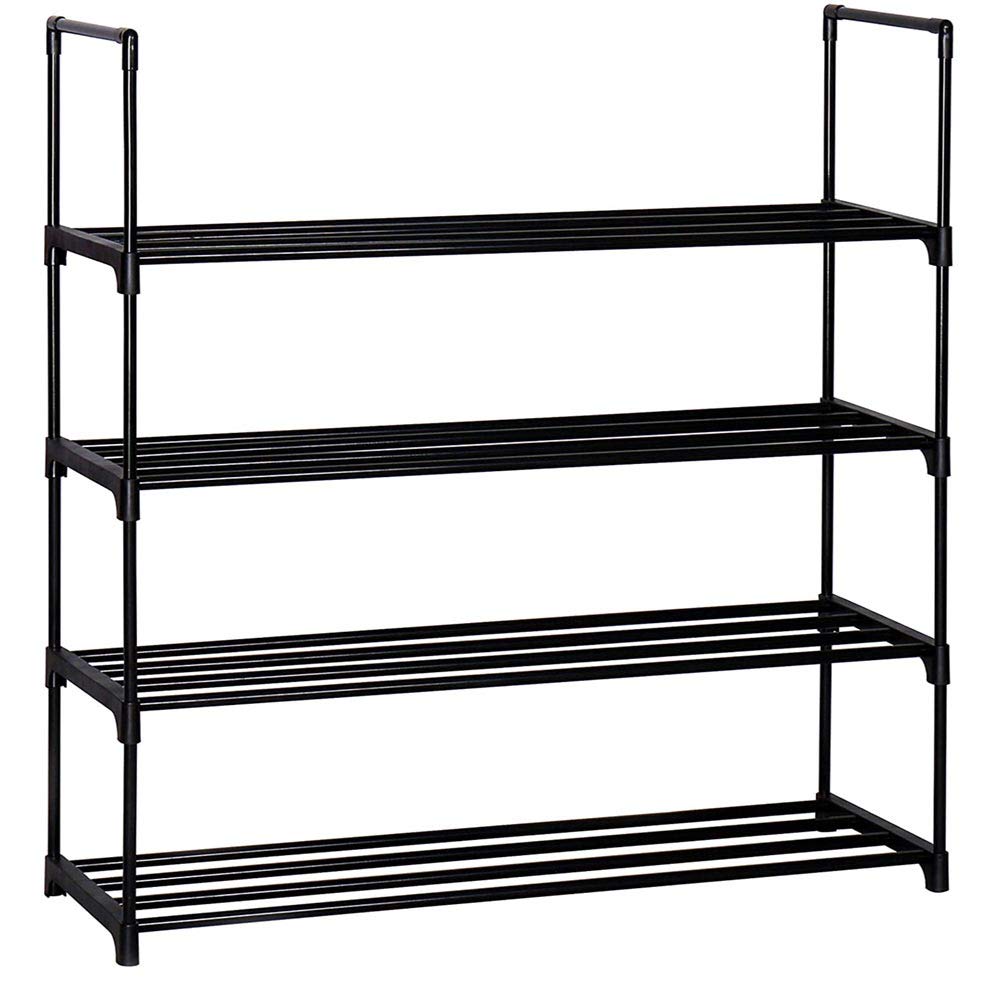 Scarpiera Slim Salvaspazio 4 Ripiani in Acciaio Ingresso Casa 65x30x74cm Nero