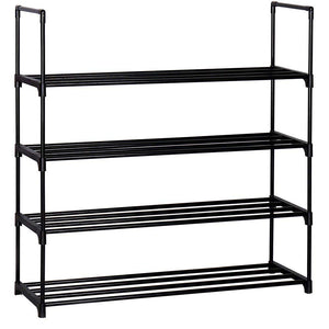 Scarpiera Slim Salvaspazio 4 Ripiani in Acciaio Ingresso Casa 65x30x74cm Nero