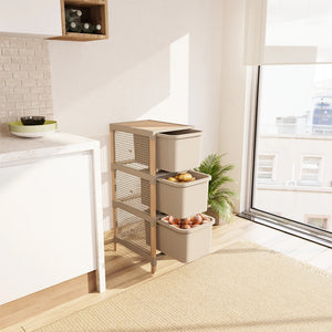 Cassettiera Multiuso 3 Cassetti da 15 L Organizer in Legno e Plastica 82x30x41cm