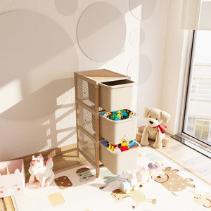 Cassettiera Multiuso 3 Cassetti da 15 L Organizer in Legno e Plastica 82x30x41cm