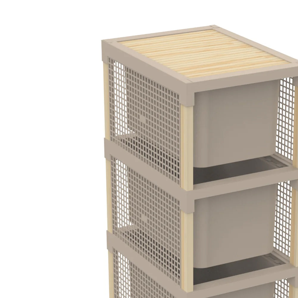 Cassettiera Multiuso 3 Cassetti da 15 L Organizer in Legno e Plastica 82x30x41cm