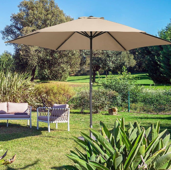 Ombrellone Giardino 2.7 mt con Palo Centrale AirVent Telo Poliestere Resistente Tortora