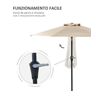 Ombrellone Giardino 2.7 mt con Palo Centrale AirVent Telo Poliestere Resistente Tortora