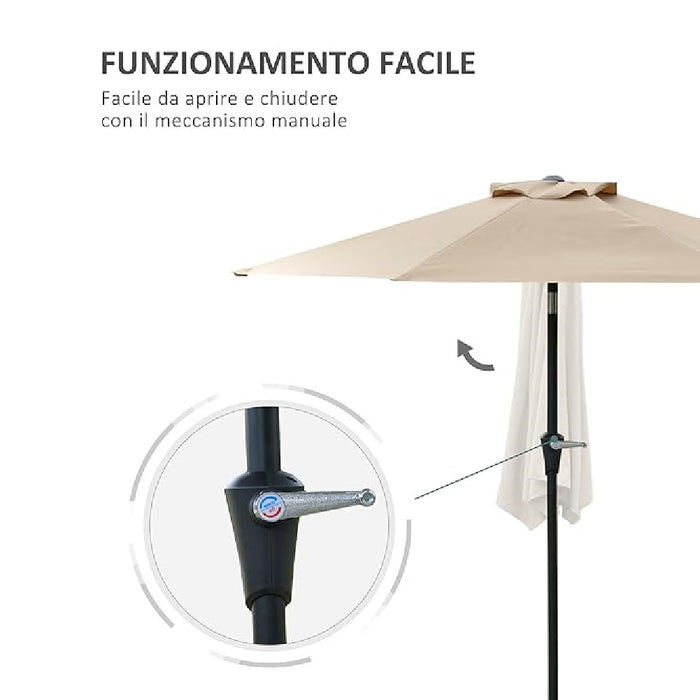 Ombrellone Giardino 2.7 mt con Palo Centrale AirVent Telo Poliestere Resistente Tortora