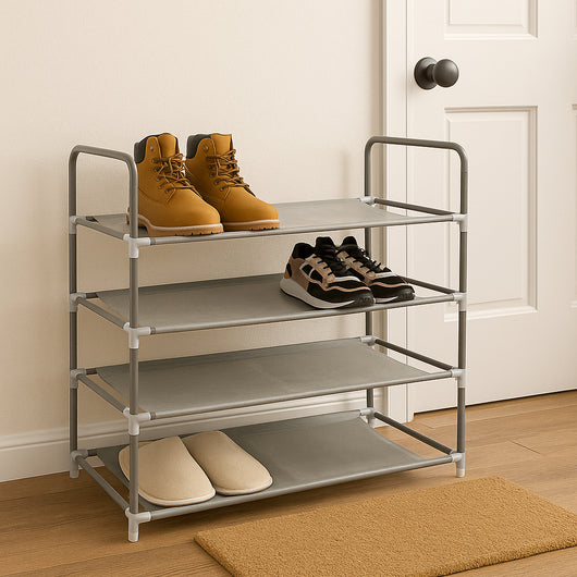 Scarpiera 4 Ripiani 12 Posti Porta Scarpe in Metallo Salvaspazio 72x58x28cm