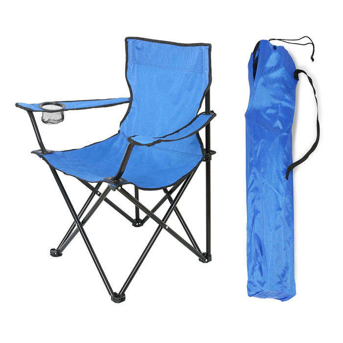 2pz Sedia Campeggio Portatile Pieghevole Telo Oxford Sacca con Maniglia H90cm Blu