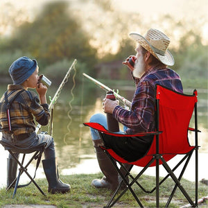 2pz Sedia Campeggio Portatile Pieghevole Telo Oxford Sacca con Maniglia H90cm Rosso